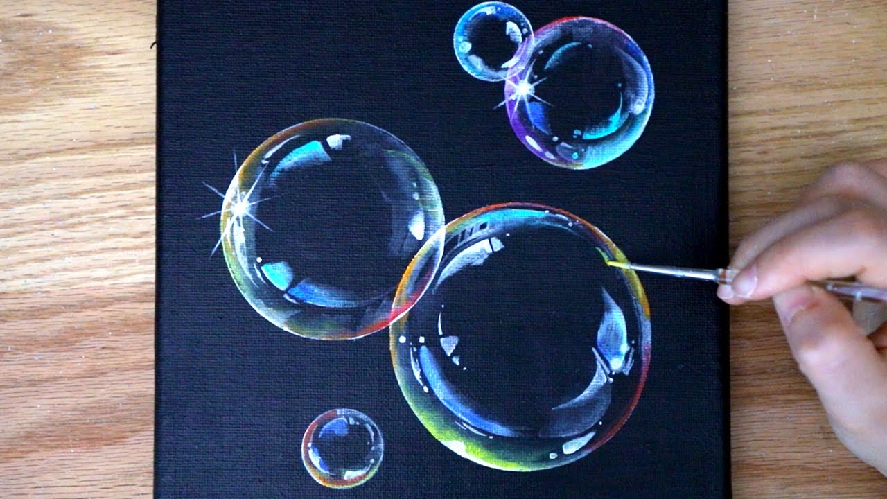 Small Canvas Acrylic Painting Colorful Bubbles